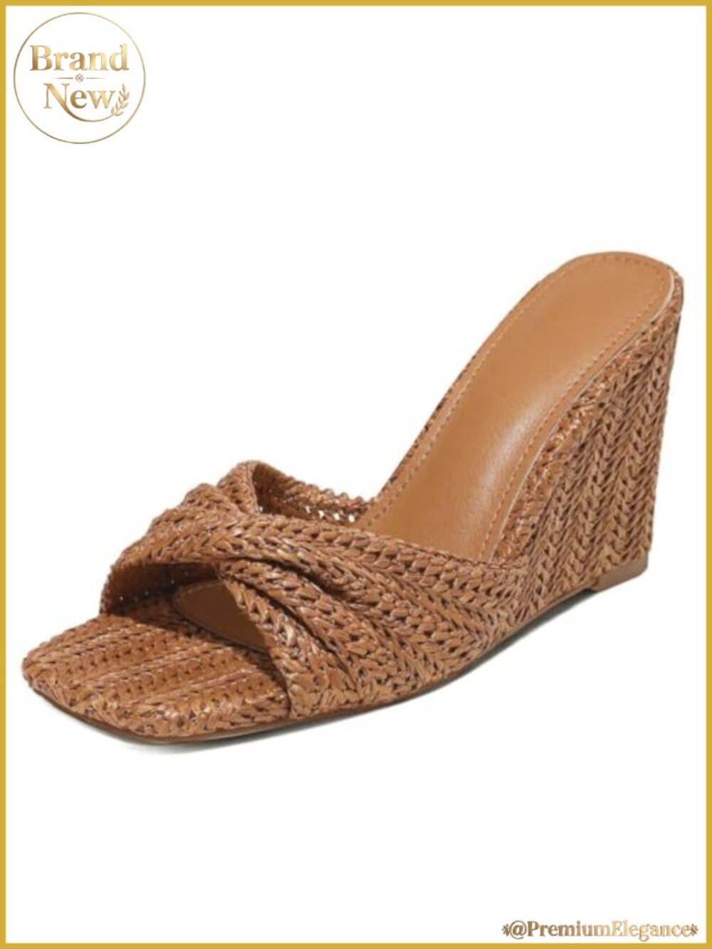 Raffia Wedge Sandals Braided Mules Beach Slides